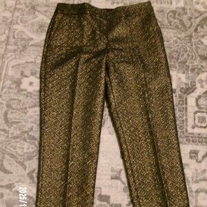EXC Womans LOFT Marisa Dress Pants SIZE 10 Black Gold Straight PARTY NEW YEARS